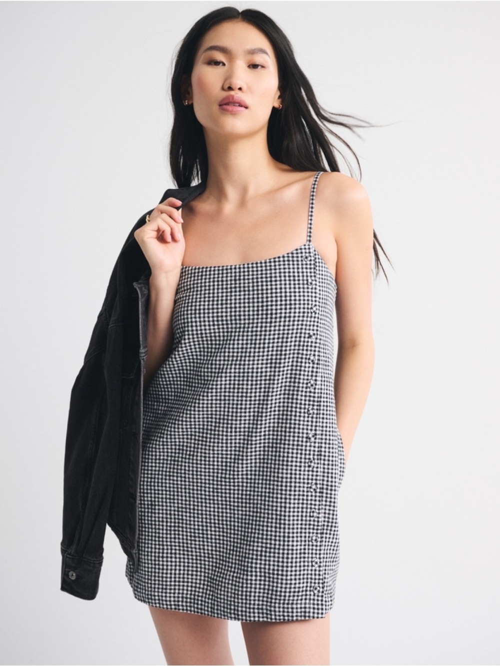 Abercrombie & Fitch Gingham Mini Dress Built-In Bloomer Shorts M